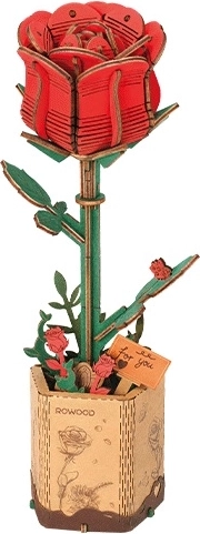 3D Holzpuzzle Rote Rose
