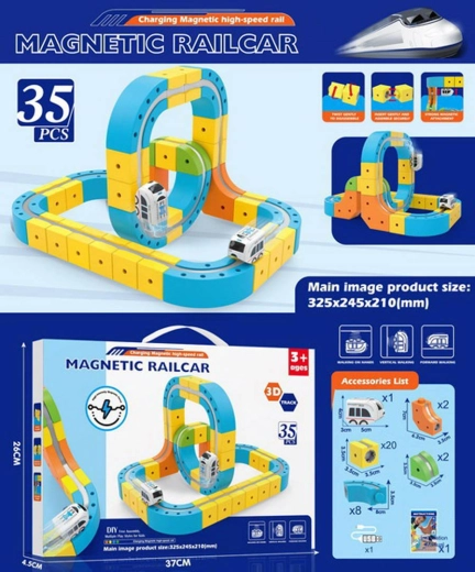 Bunte magnetische Antigravitationsbahn mit Zug (35 Teile)