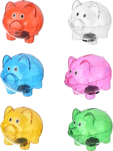 Sparschwein-Spardose aus transparentem Kunststoff
