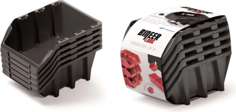 Set aus Aufbewahrungsboxen Bineer Long, 5 Stk., 198×118×155 mm, schwarz