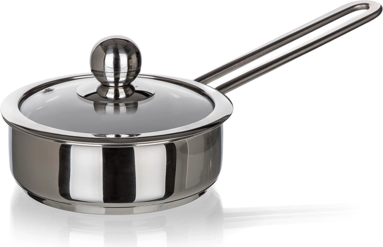 Edelstahl-Stielkasserolle mit Glasdeckel 0,75 l PICCOLO, 14 cm