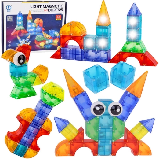 Leuchtendes magnetisches Konstruktionsset, 64 Teile