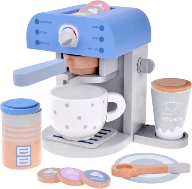Holzspielzeug-Kaffeemaschine für Kinder mit Zubehör