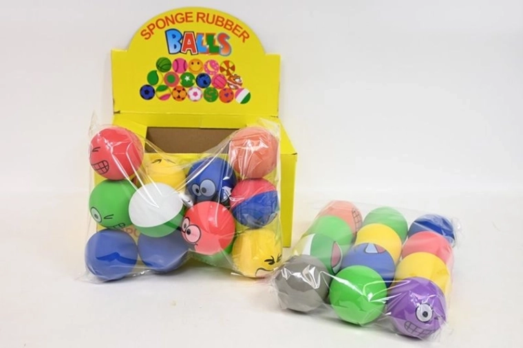 Springender Gummiball Smiley 6 cm (24 Stk.)