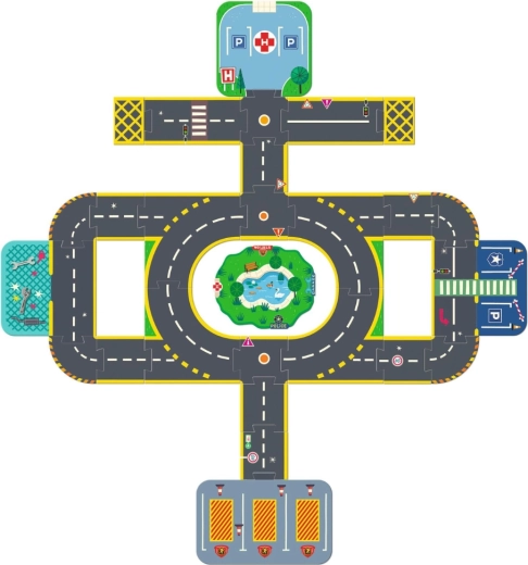 Großer Kreisverkehr und Hubschrauberlandeplatz