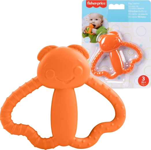 Beißring für Babys, orangefarbene Motte FISHER‑PRICE, weich und strukturiert