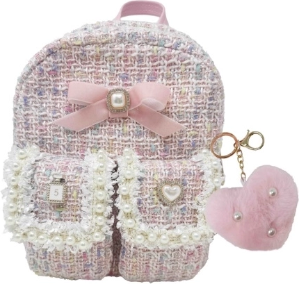 Hot Focus pastellrosa Kinder-Rucksack mit Bommelanhänger