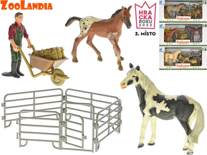 Zoolandia Pferd mit Fohlen und Bauernhof-Zubehör