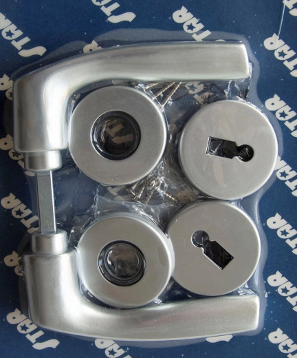 Türbeschlag mit Rosette MONET, Schlüssel, silber eloxiert