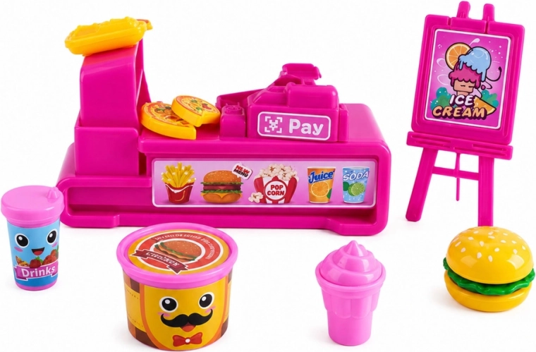 Realistischer Fast-Food-Stand mit Kasse