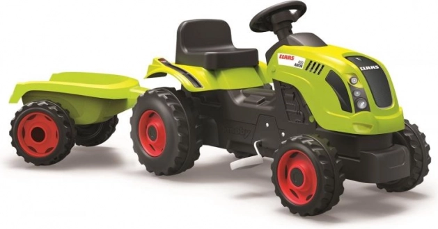 Trettraktor CLAAS mit grünem Anhänger