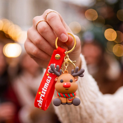 Weihnachtlicher Schlüsselanhänger mit TPR-Figur – 1 Stück