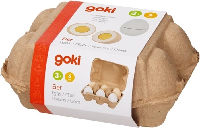 Goki Holzeier in Eierkarton (6 Stück)