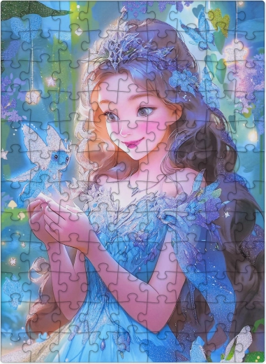 Puzzle Blaue Fee mit Glitzer, 100 Teile