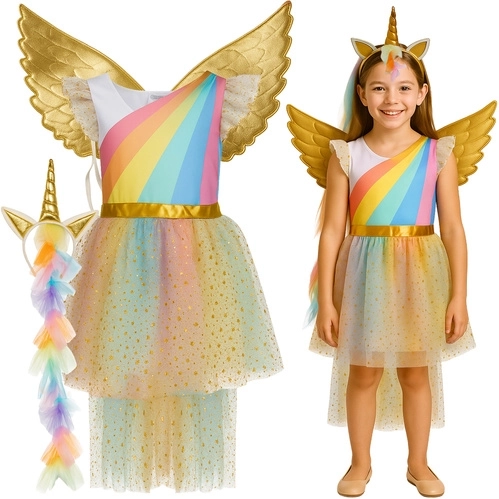 Einhorn-Kostüm für Kinder 130–140 cm KRUZZEL, 3-teiliges Set