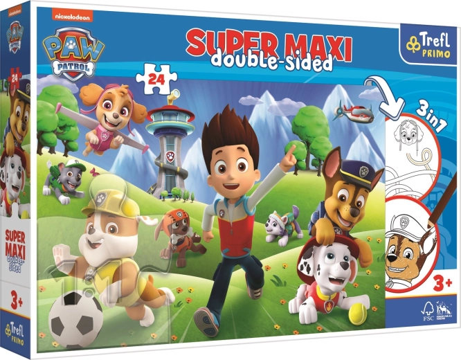 Doppelseitiges Puzzle Paw Patrol: Abenteuer Super Maxi 24 Teile