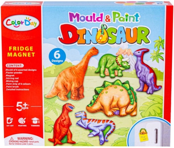 6 Dinosaurier-Magnete zum Gießen und Ausmalen