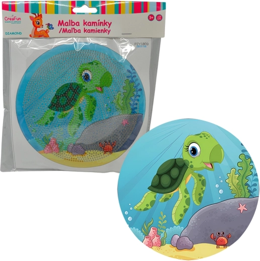 Diamantmalerei mit Rahmen – gezeichnetes Schildkrötchen 17 cm