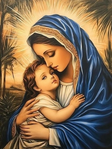 Diamantmalerei Jungfrau Maria mit Kind 30 × 40 cm