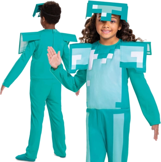 Minecraft-Kostüm Diamantrüstung für Kinder 127–136 cm (7–8 Jahre)