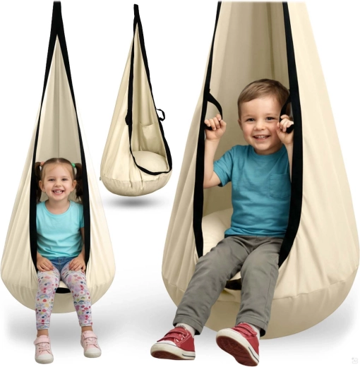 Kinder-Hängeschaukel Kokon Neo-Sport beige mit Kissen