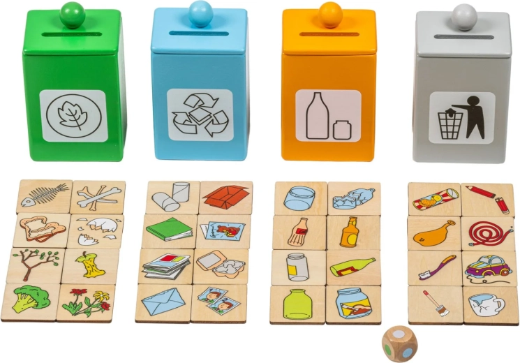 Bildkarten und Würfel für mehrere Spielvarianten