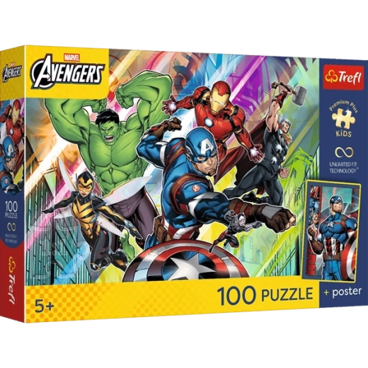 100 Teile und dynamisches Marvel-Avengers-Motiv