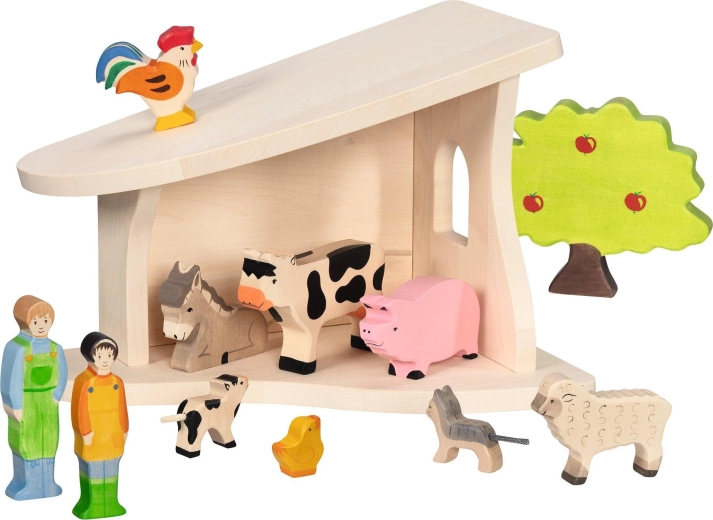 Weihnachtskrippe – hölzerner Stall mit Stern - 1 Stück