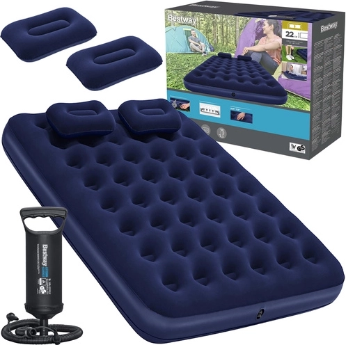 Bestway Velours-Luftmatratze Queen 203 × 152 cm mit Pumpe und Kissen