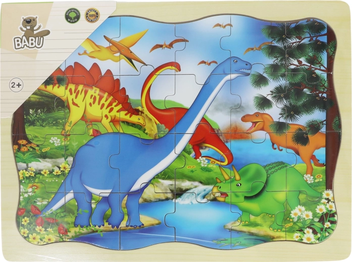 Babu Holzpuzzle Dinosaurier, 24 Teile