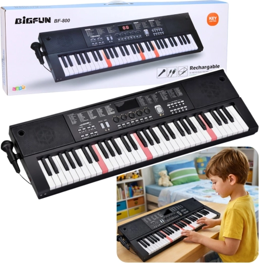 Elektronisches Keyboard mit 61 Tasten, Mikrofon und beleuchteten Tasten