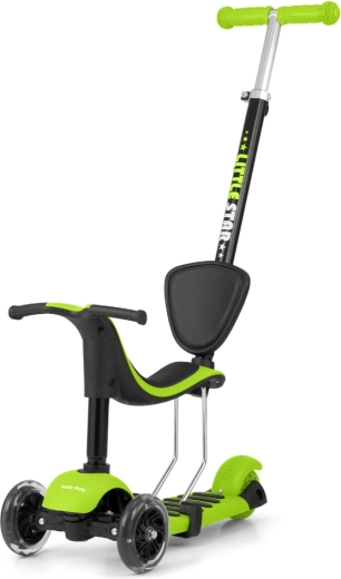 Milly Mally Little Star grüner Dreirad-Scooter 3-in-1