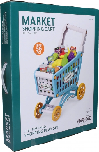 Einkaufswagen mit Lebensmitteln für Kinder 40 × 24,5 × 44 cm