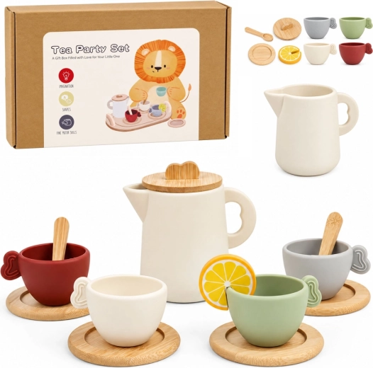 Holz-Teeset für Kinder mit Teekanne und Tablett