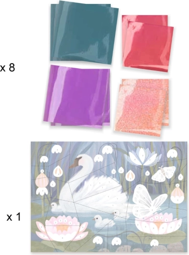 Glitzernde Folienmosaike mit Schablone