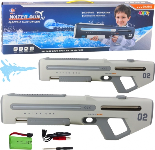 Elektrische automatische Wasserpistole grau-weiß 62 cm