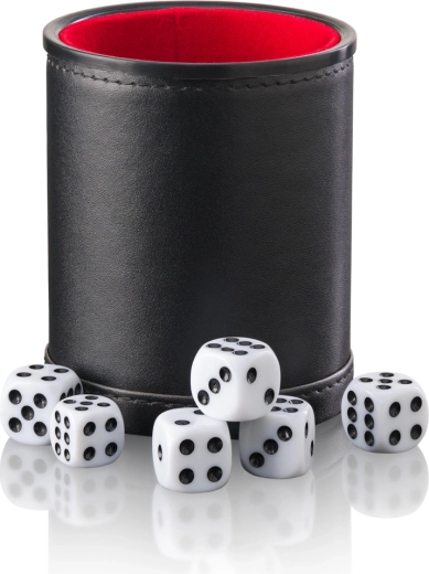 Spielwürfel – Spielset mit Würfelbecher und 6 Würfeln