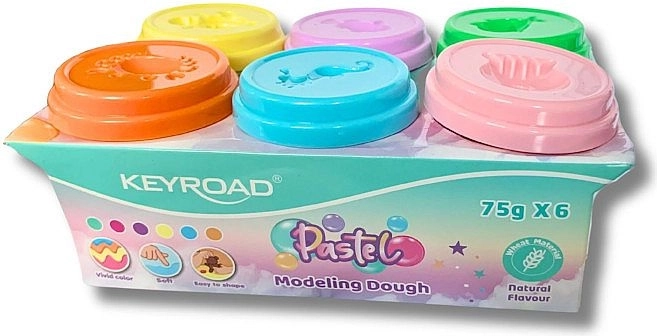Knetmasse Keyroad, 6 Pastellfarben, 450 g