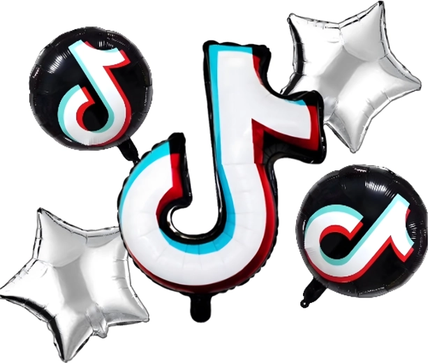 TikTok-Ballonset – Note und Sterne, 5 Stk.