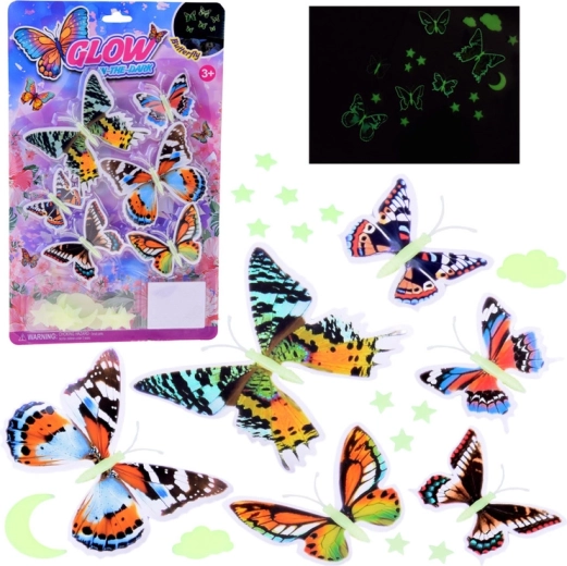 Fluoreszierende Aufkleber Schmetterlinge und leuchtende Sterne für die Wand