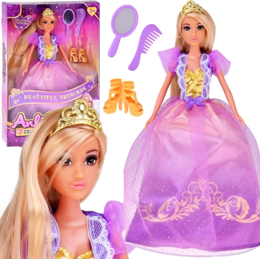 Prinzessinnenpuppe mit langen Haaren im Ballkleid mit Zubehör