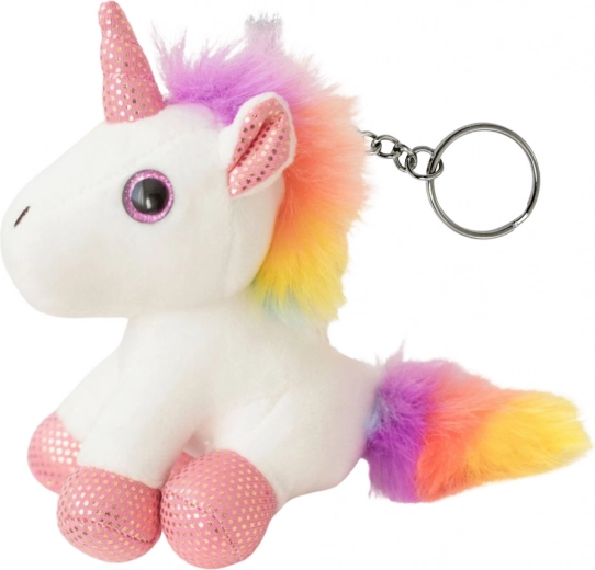 Plüsch Einhorn Anhänger mit Metallring weiß 12cm