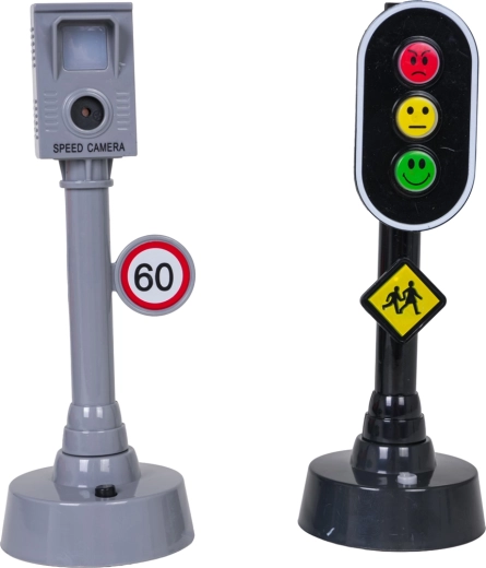 Verkehrsspiel mit Ampel und Blitzer