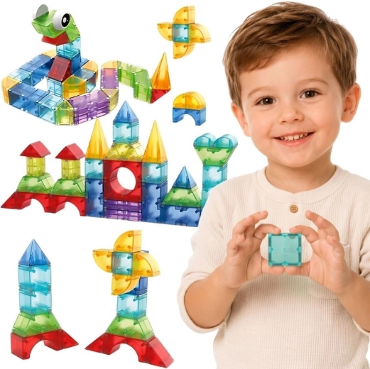 Woopie magnetische 3D-Baukklötze, Lernset mit 63 Teilen