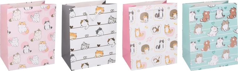 Geschenkpapiertüte Größe L mit Katzenmotiv 30 × 41,5 × 12 cm