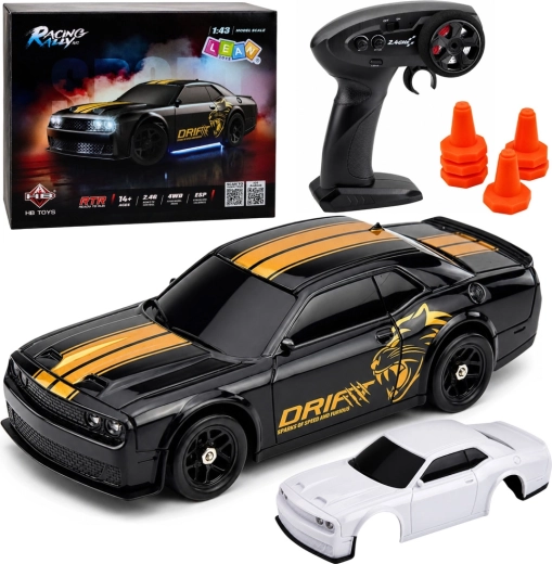 Sportliches RC-Driftauto 4WD mit Gyroskop 2,4 GHz 1:43 schwarz