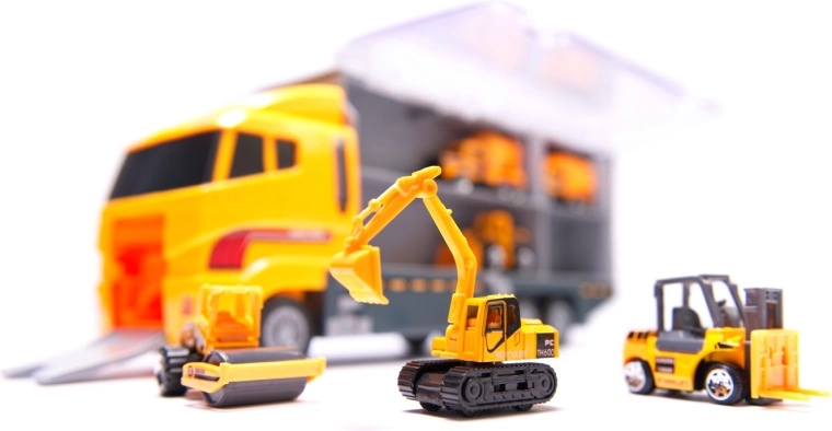 6 Baustellenfahrzeuge für das Spiel auf der Baustelle