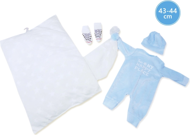 Llorens Outfit für Puppe New Born 43–44 cm, 3-teiliges Set mit Kissen und Schmusetuch