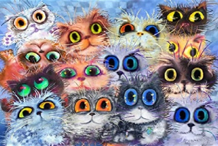 Diamantmalerei – Katzen mit großen Augen 30 × 40 cm