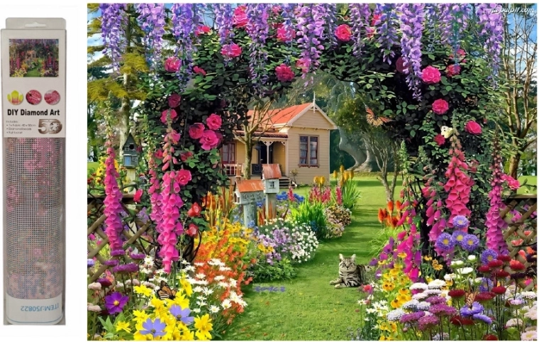 Diamant-Mosaik Haus mit Garten - 1 Stück